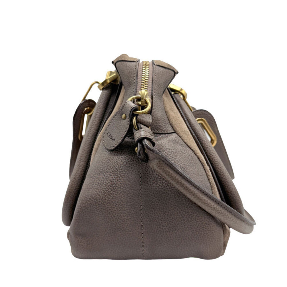 Chloe Handbag Leather Bag Brown Suede Paraty Shoulder